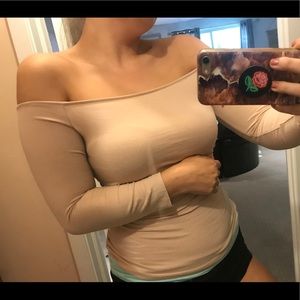 H&M blush pink tight off the shoulder top